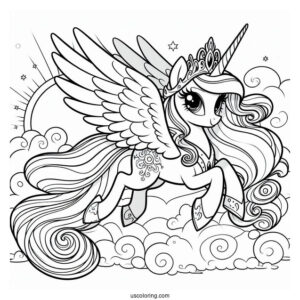 Princess Celestia Coloring Page Flying For Kids