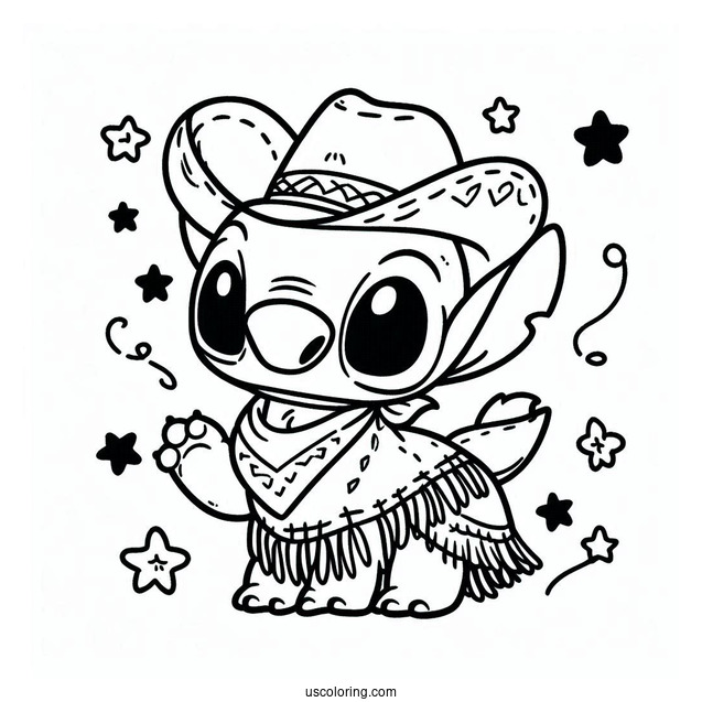 Cowboy Coloring Page Of Cowboy Stitch For Preschoolers