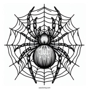 Big Spider On Web Coloring Page