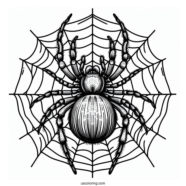 Big Spider On Web Coloring Page