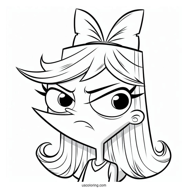 Phineas And Ferb Coloring Page Of Candace Flynn Frowning