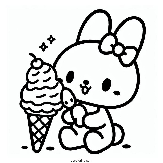 Sanrio Coloring Pages Of Pochacco Eating Ice Cream Cone