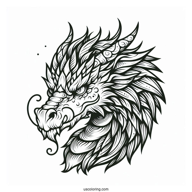 Detailed Dragon Face To Color