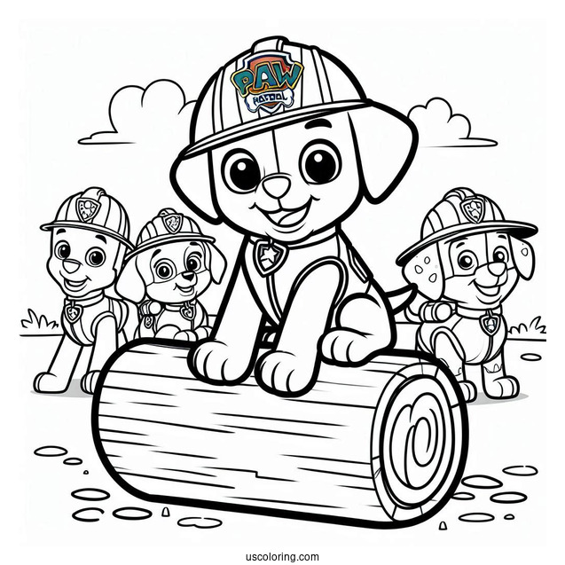 Paw Patrol Log With Friends Coloring Sheet