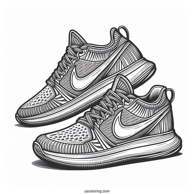 Nike Coloring Page Of Artistic Pair Of Shoes