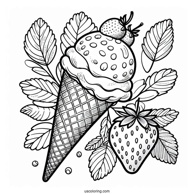 Strawberry Ice Cream Coloring Sheet