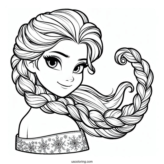 Elsa Hair Coloring Page For Kids