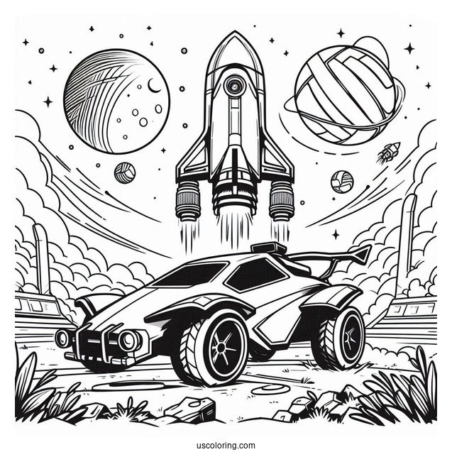 Rocket League Coloring Page Poster For Kids