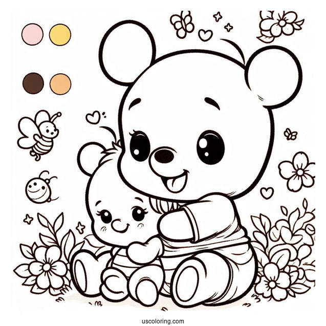 Baby Winnie The Pooh With Piglet Coloring Pages For Kids