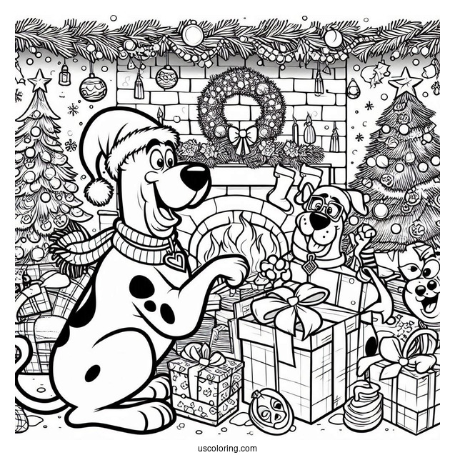 Christmas Themed Scooby-Doo Coloring Page