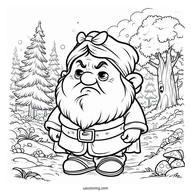 Snow White Coloring Pages Of Grumpy Dwarf In The Forest