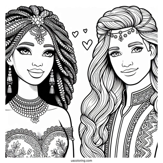 Barbie And Ken Coloring Page For Kids