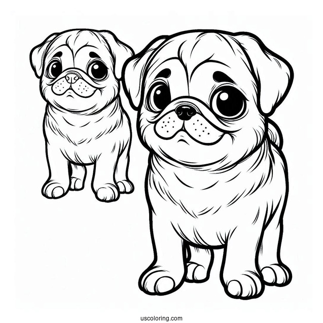 Coloring Page Of Pug With Tilted Head