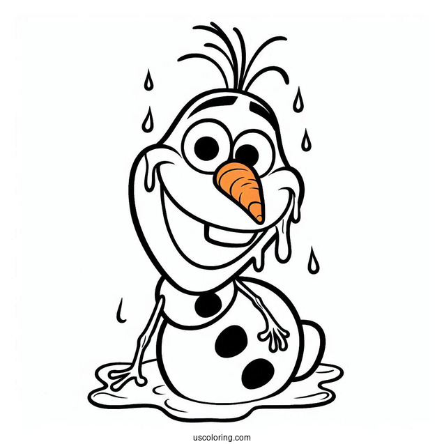 Melting Olaf Coloring Page