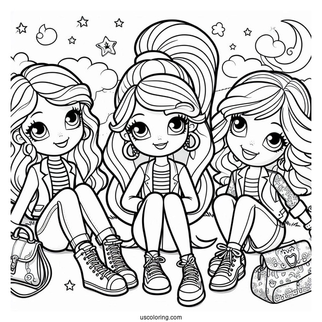 Polly Pocket Coloring Page Hanging Out With Shani Smith And Lila Draper