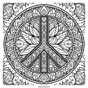 Intricate Peace Coloring Page Mandala