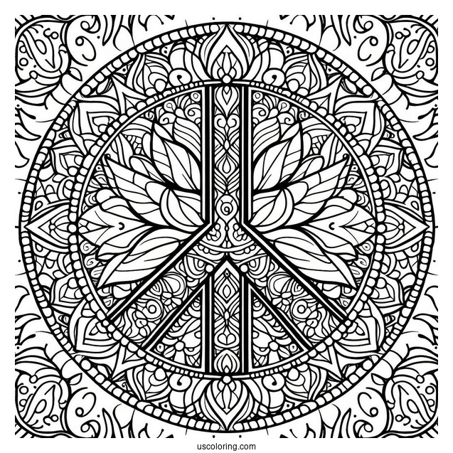 Intricate Peace Coloring Page Mandala