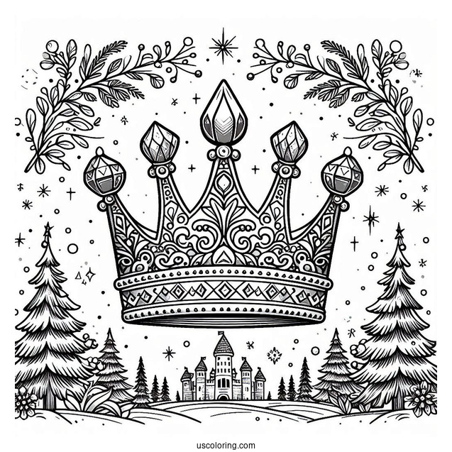 Bejeweled Crown Coloring Page In Winter Castle