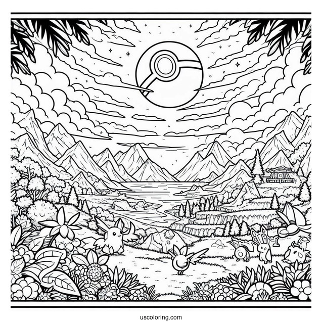 Pokemon Card Back Cover Coloring Sheet For Kids