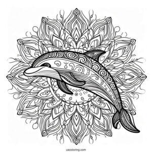 Mandala Dolphin Coloring Sheet For Adults