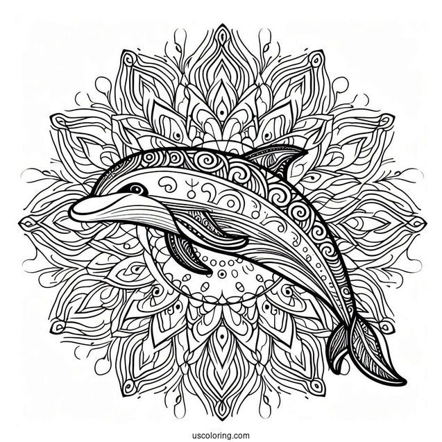 Mandala Dolphin Coloring Sheet For Adults