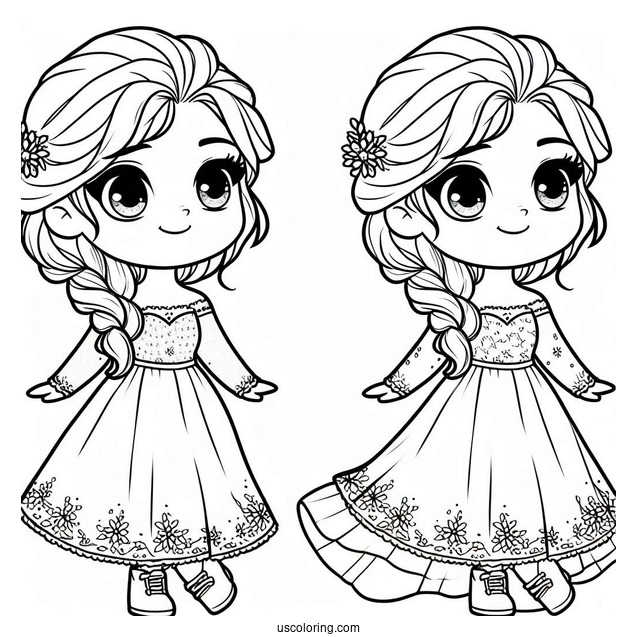 Elsa As A Kid Easy Coloring Sheet