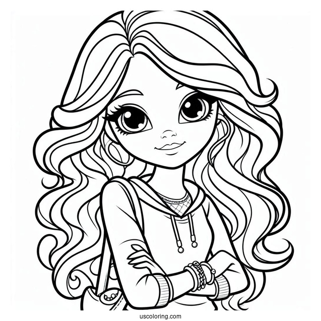 Shimmer And Shine Coloring Page Leah In Casual Clothes For Kids