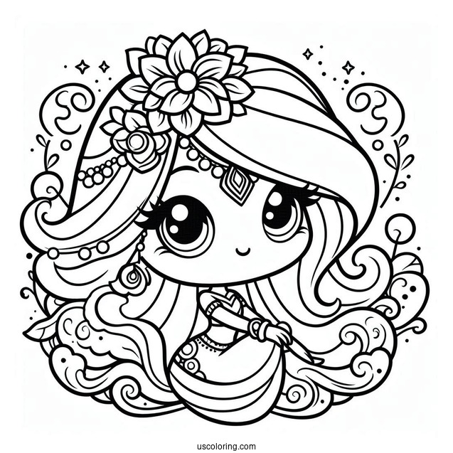 Shimmer And Shine Coloring Page Of Kawaii Tala For Kids