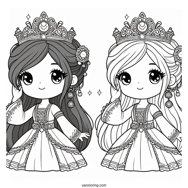 Coloring Page Of Princess Wearing Crown For Kids