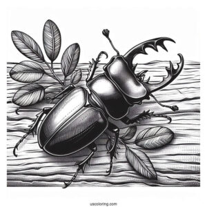 Stag Beetle Coloring Page On Textured Wood