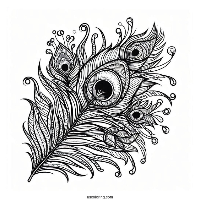 Peacock Bird Feather Coloring In