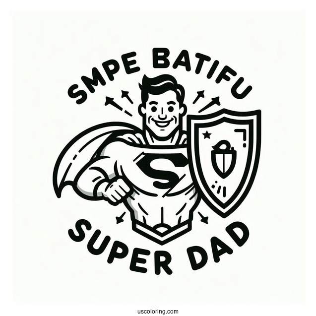 Super Dad In Shield Symbol Coloring Page For Kids