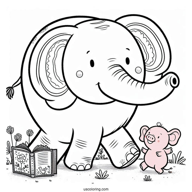 Elephant And Piggie Book Characters Coloring For Kids