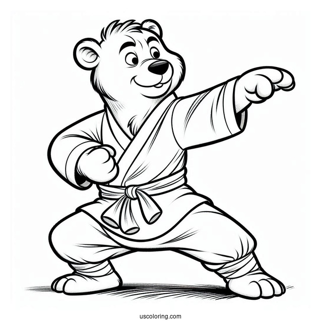 Jungle Book Coloring Page Of Simple Baloo In Kung Fu Pose For Kids
