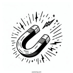 Science Coloring Page Of Magnet Showing Magnetic Force