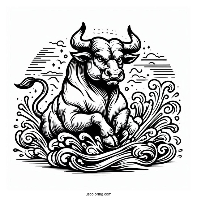 Coloring Sheet Of Raging Bull