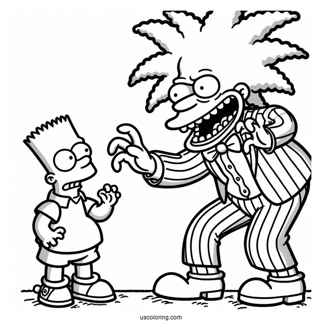 Simpsons Coloring Pages Of Sideshow Bob Scaring Bart Simpson