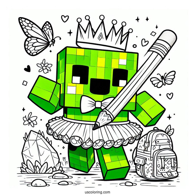 Happy Minecraft Hulk Coloring Page For Kids