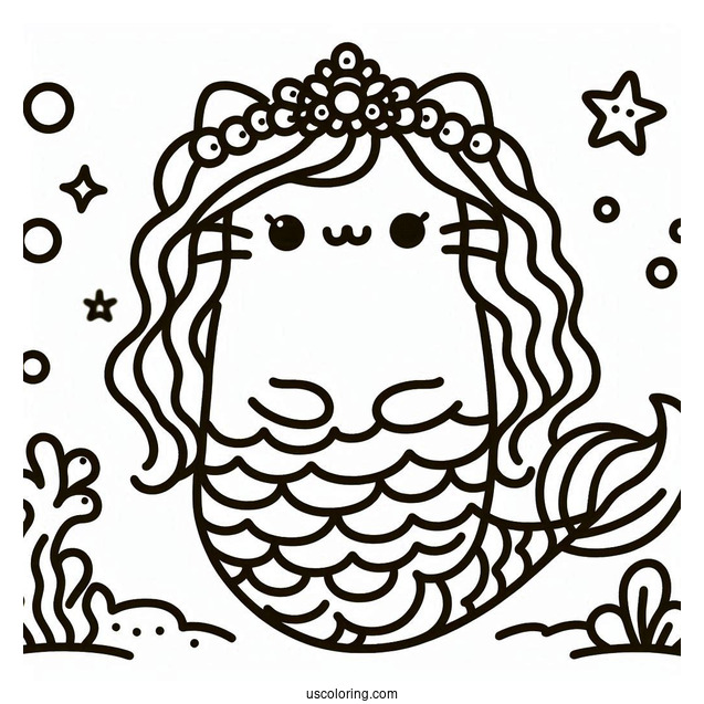 Coloring Page Of Mermaid Pusheen