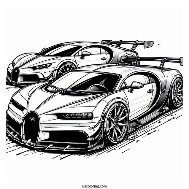 Lamborghini Revuelto vs Bugatti Coloring Page
