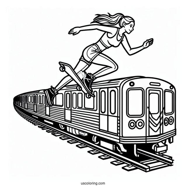 Subway Surfers Coloring Page Running On Top Of A Train