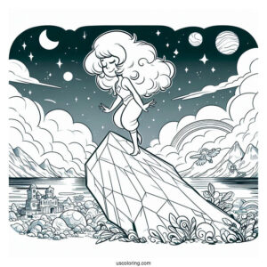 Steven Universe Coloring Page Of Rainbow Quartz Floating On Cliff