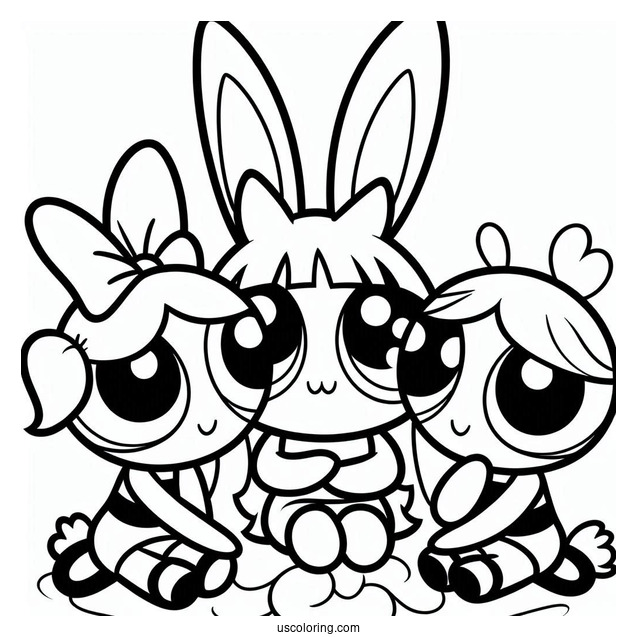 Bunny And The Powerpuff Girls Coloring Picture