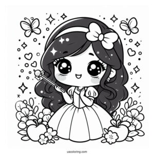Cute Kawaii Snow White Coloring Picture