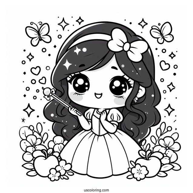 Cute Kawaii Snow White Coloring Picture