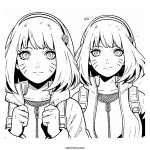 Naruto Coloring Page of Young Haruno Sakura In Konoha