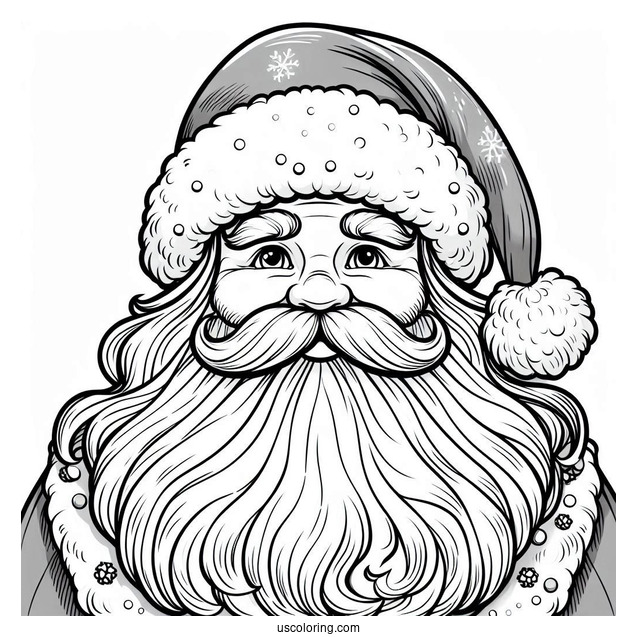 Father Christmas With Big White Beard To Color