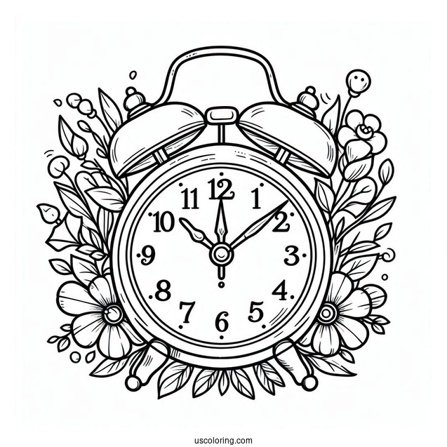 Alarm Clock With Bells Coloring Page