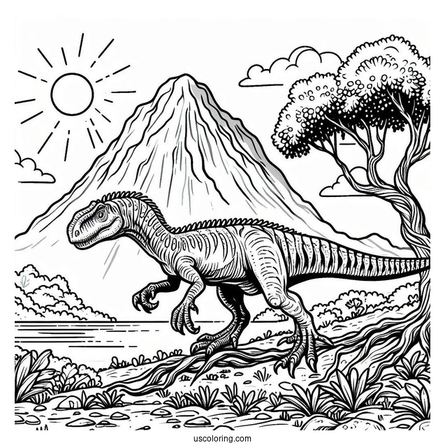 Acrocanthosurus Creeping Around The Mountain