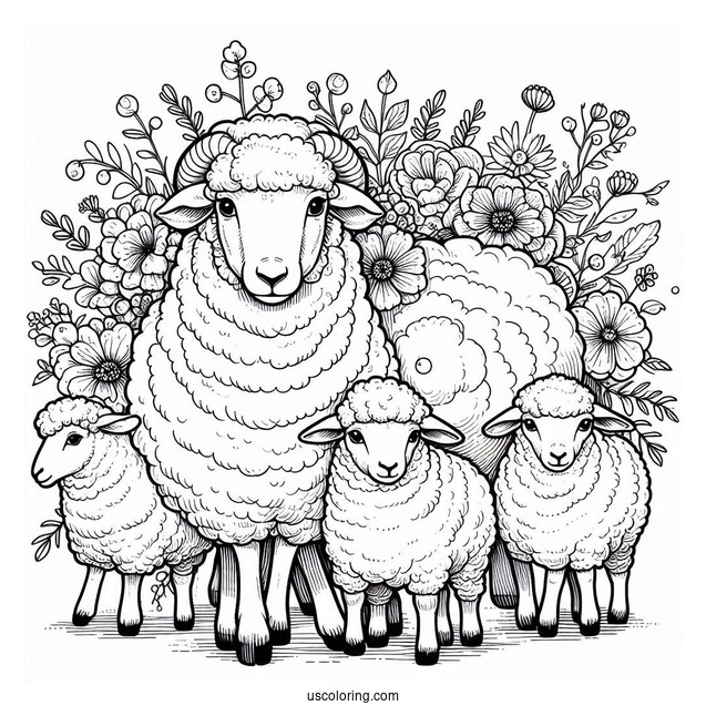 Detailed Adult Sheep Coloring Page
